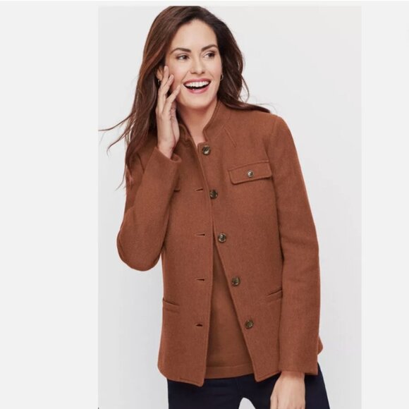 Talbots Wool Band-Collar Jacket Rust Brown Size 6 - Picture 6 of 6
